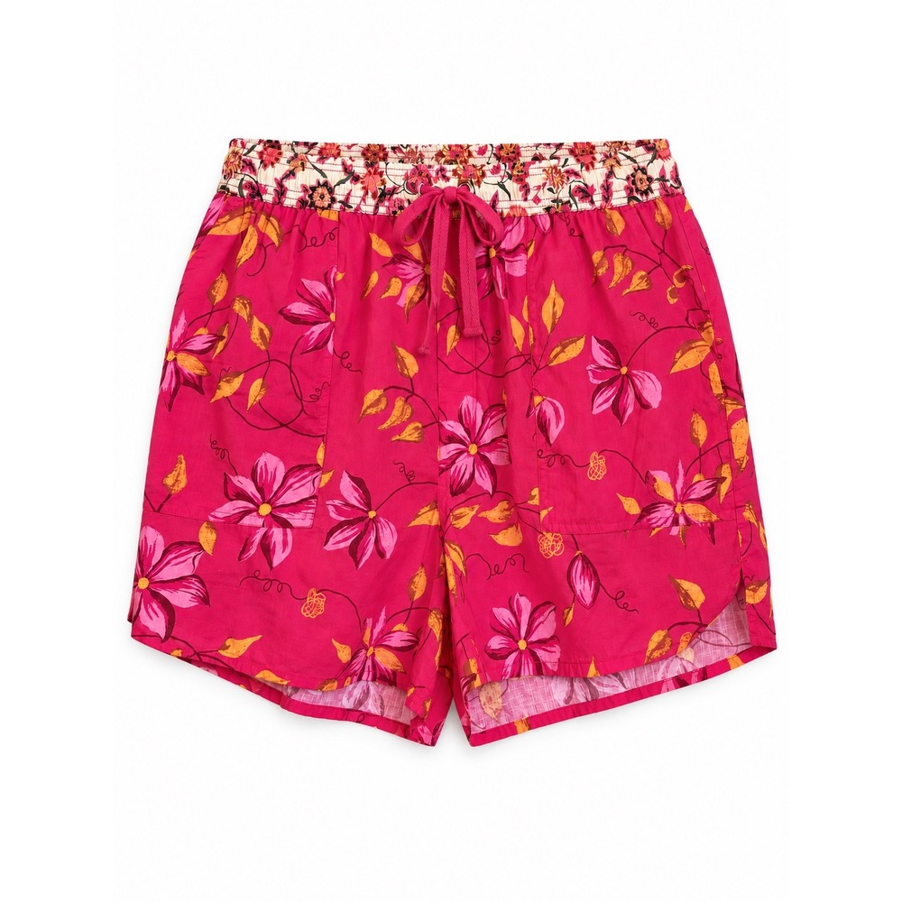 Sundance Kai Pink Floral Cotton Pull-On Shorts Size Small Boho Dopamine Style